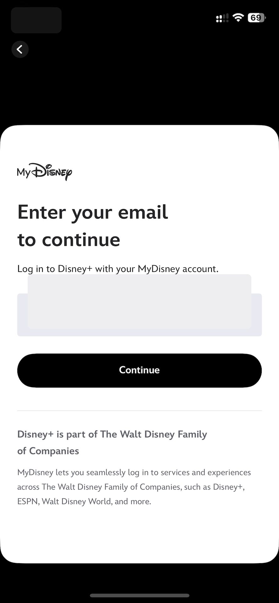 Disney+ MyDisney login on a China Unicom line. Email covered.